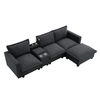 Modern Modular Cloud Sofa – 4 - Seat Sectional with USB & Cup Holder - 