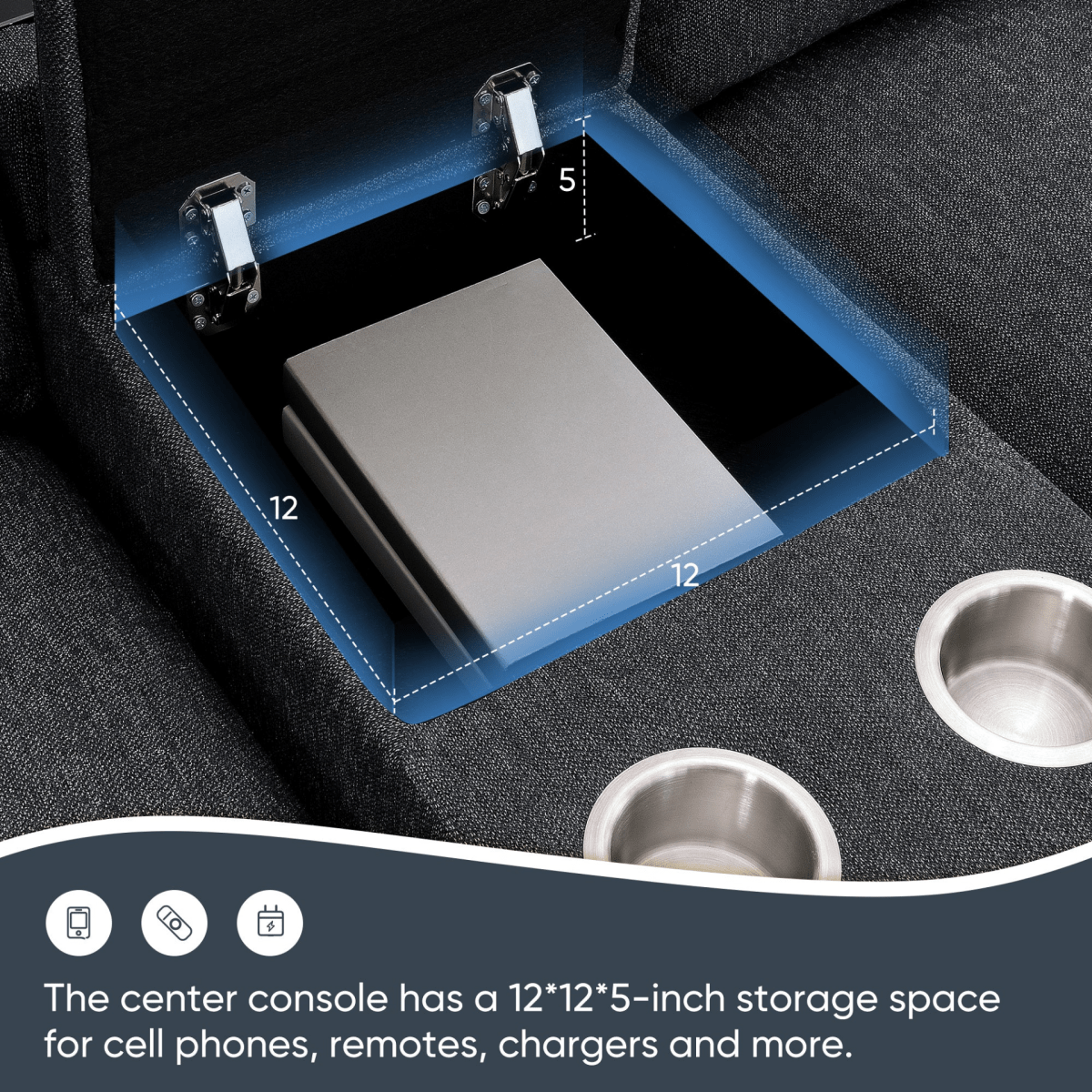 Modern Modular Cloud Sofa – 4 - Seat Sectional with USB & Cup Holder - 
