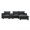 Modern Modular Cloud Sofa – 4 - Seat Sectional with USB & Cup Holder - 