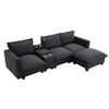 Modern Modular Cloud Sofa – 4 - Seat Sectional with USB & Cup Holder - 