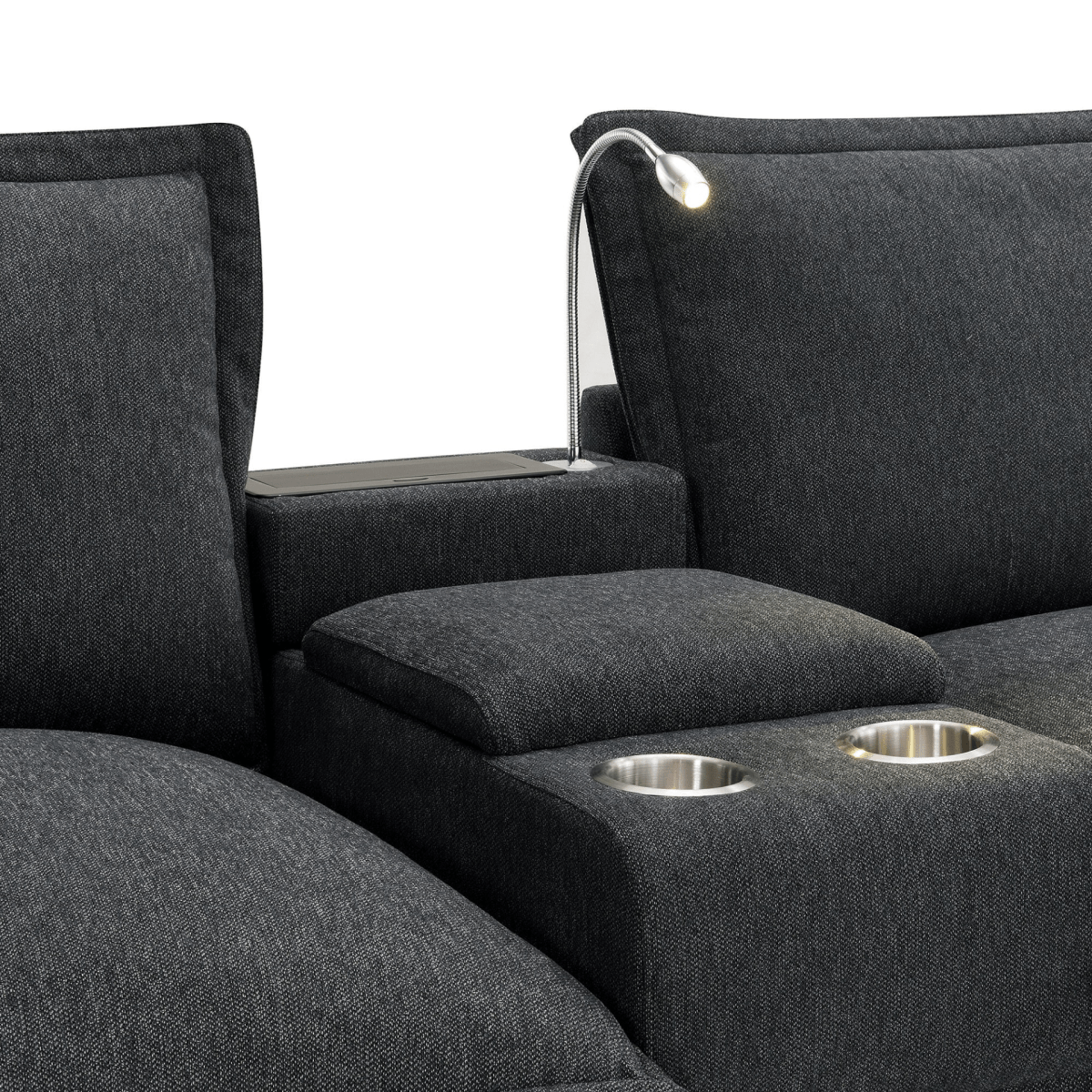 Modern Modular Cloud Sofa – 4 - Seat Sectional with USB & Cup Holder - 