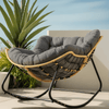 Modern Rattan Rocking Lounge Chair with Cotton Cushion - Rocking Chair
