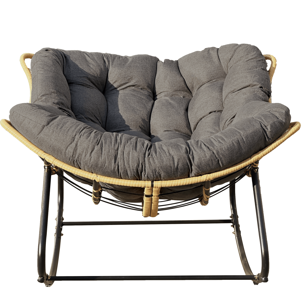Modern Rattan Rocking Lounge Chair with Cotton Cushion - Rocking Chair