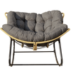 Modern Rattan Rocking Lounge Chair with Cotton Cushion - Rocking Chair