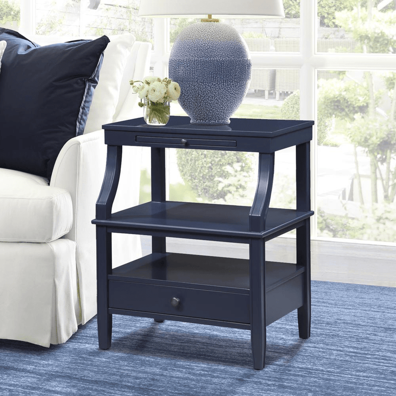 Newton Nightstand – Midnight Blue with Tray