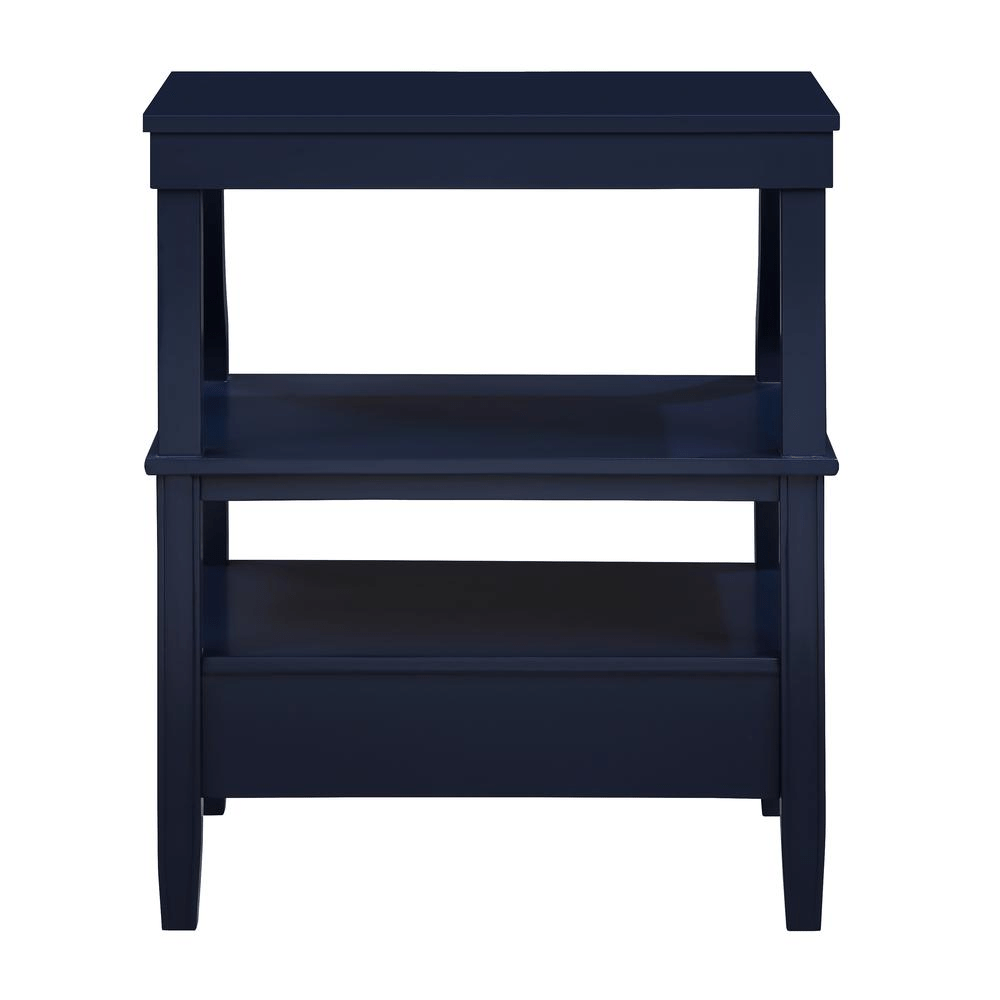 Newton Midnight Blue Storage Nightstand with Classic Black Hardware and Pull - Out Tray - 