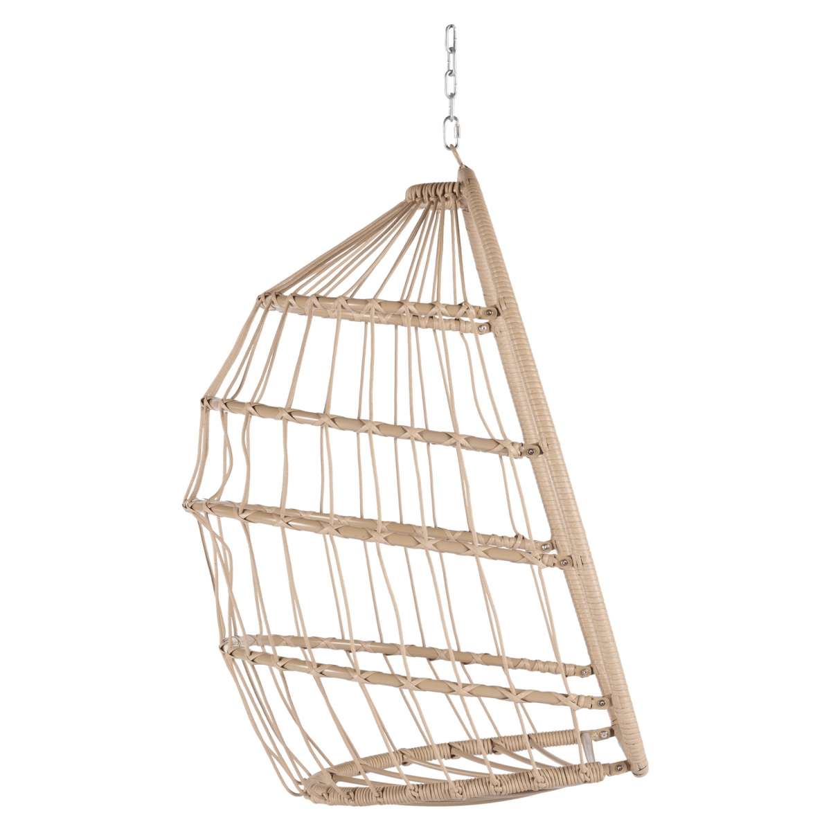 Outdoor Rattan Hanging Swing Chair with Red Cushions - Hanging Chair