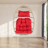 Outdoor Rattan Hanging Swing Chair with Red Cushions - Hanging Chair