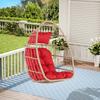 Outdoor Rattan Hanging Swing Chair with Red Cushions - Hanging Chair