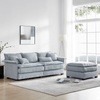 Oversized Luxury L - Shaped Sectional Sofa – 4 - Seater with Bentwood Armrests & Convertible Ottoman - 