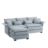 Oversized Luxury L - Shaped Sectional Sofa – 4 - Seater with Bentwood Armrests & Convertible Ottoman - 
