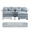 Oversized Luxury L - Shaped Sectional Sofa – 4 - Seater with Bentwood Armrests & Convertible Ottoman - 