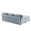 Oversized Luxury L - Shaped Sectional Sofa – 4 - Seater with Bentwood Armrests & Convertible Ottoman - 