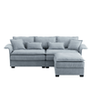 Oversized Luxury L - Shaped Sectional Sofa – 4 - Seater with Bentwood Armrests & Convertible Ottoman - 