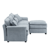 Oversized Luxury L - Shaped Sectional Sofa – 4 - Seater with Bentwood Armrests & Convertible Ottoman - 