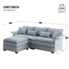 Oversized Luxury L - Shaped Sectional Sofa – 4 - Seater with Bentwood Armrests & Convertible Ottoman - 
