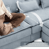Oversized Luxury L - Shaped Sectional Sofa – 4 - Seater with Bentwood Armrests & Convertible Ottoman - 