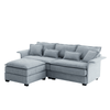 Oversized Luxury L - Shaped Sectional Sofa – 4 - Seater with Bentwood Armrests & Convertible Ottoman - 