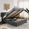 Queen Size Storage Upholstered Hydraulic Platform Bed with Integrated Headboard, Chenille Fabric, Gray - Luxury & Modern Design - AnelityW1413S00059 - 36101607