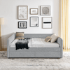 Queen Size Upholstered Tufted Daybed with Trundle & Storage Drawers – Grey Boucle Fabric - AnelityDaybed with TrundleW1413S00073 - 36061507