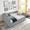 Queen Size Upholstered Tufted Daybed with Trundle & Storage Drawers – Grey Boucle Fabric - AnelityDaybed with TrundleW1413S00073 - 36061507