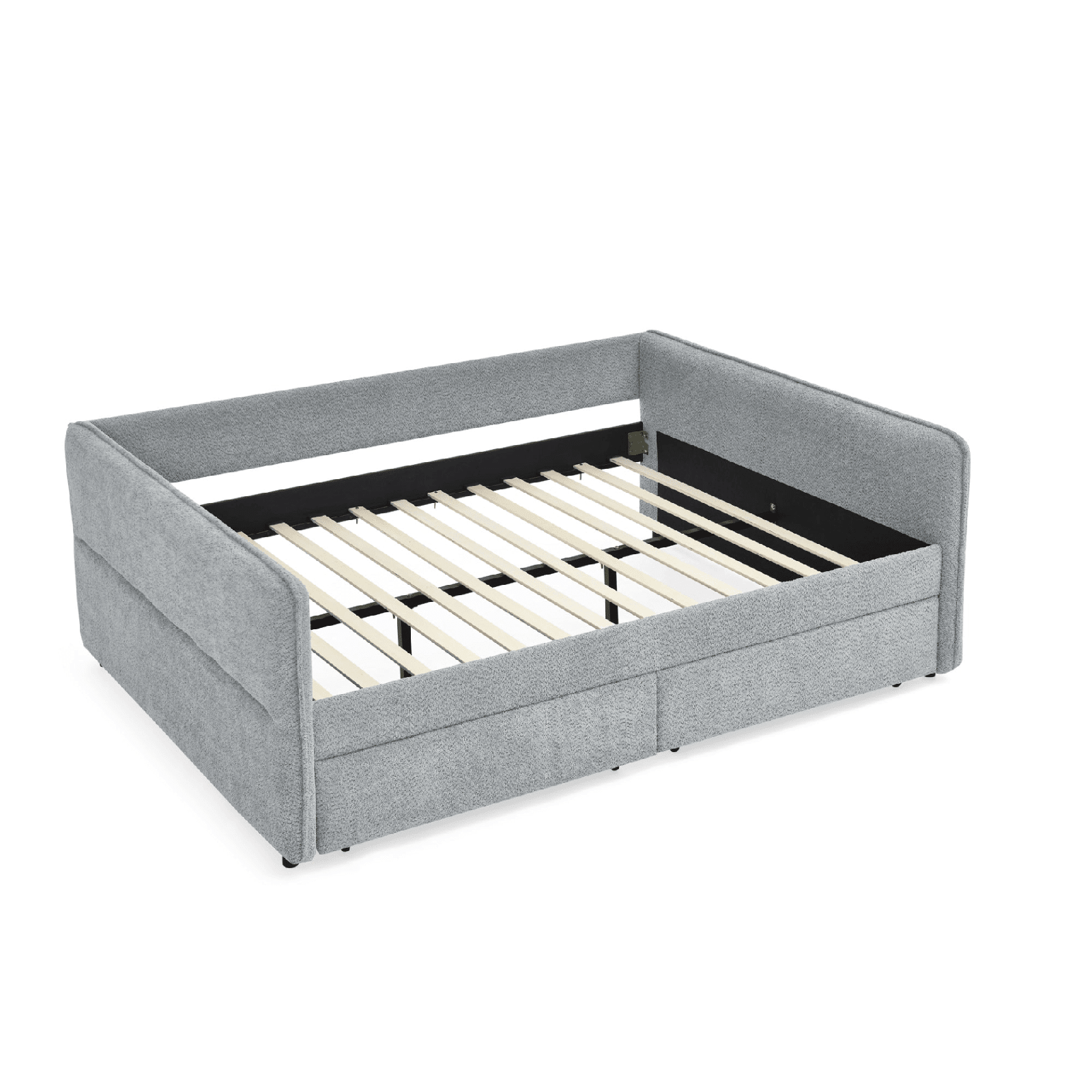 Queen Size Upholstered Tufted Daybed with Trundle & Storage Drawers – Grey Boucle Fabric - AnelityDaybed with TrundleW1413S00073 - 36061507