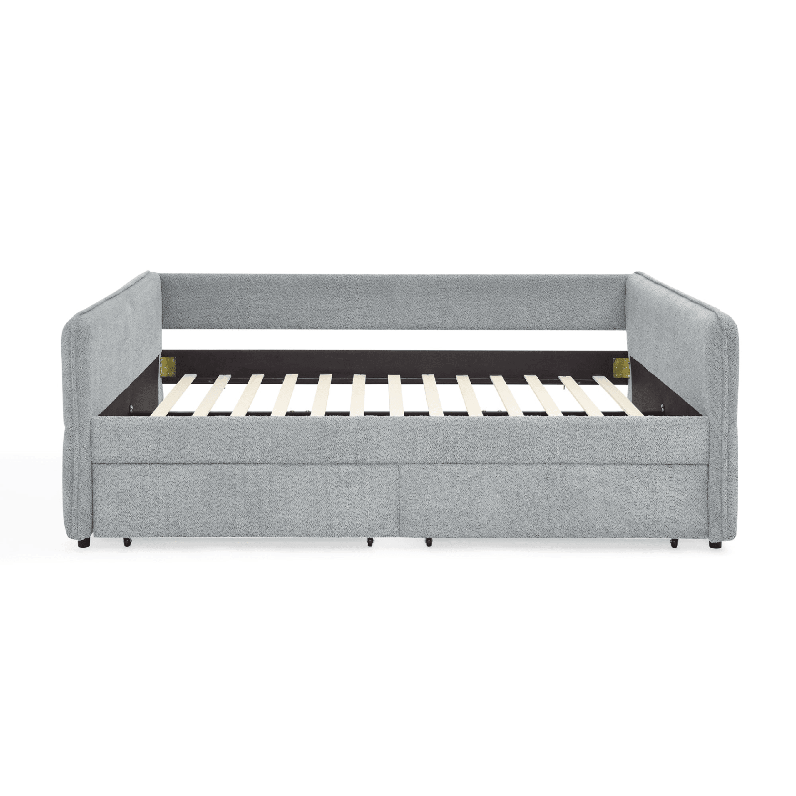 Queen Size Upholstered Tufted Daybed with Trundle & Storage Drawers – Grey Boucle Fabric - AnelityDaybed with TrundleW1413S00073 - 36061507