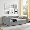 Queen Size Upholstered Tufted Daybed with Trundle & Storage Drawers – Grey Boucle Fabric - AnelityDaybed with TrundleW1413S00073 - 36061507