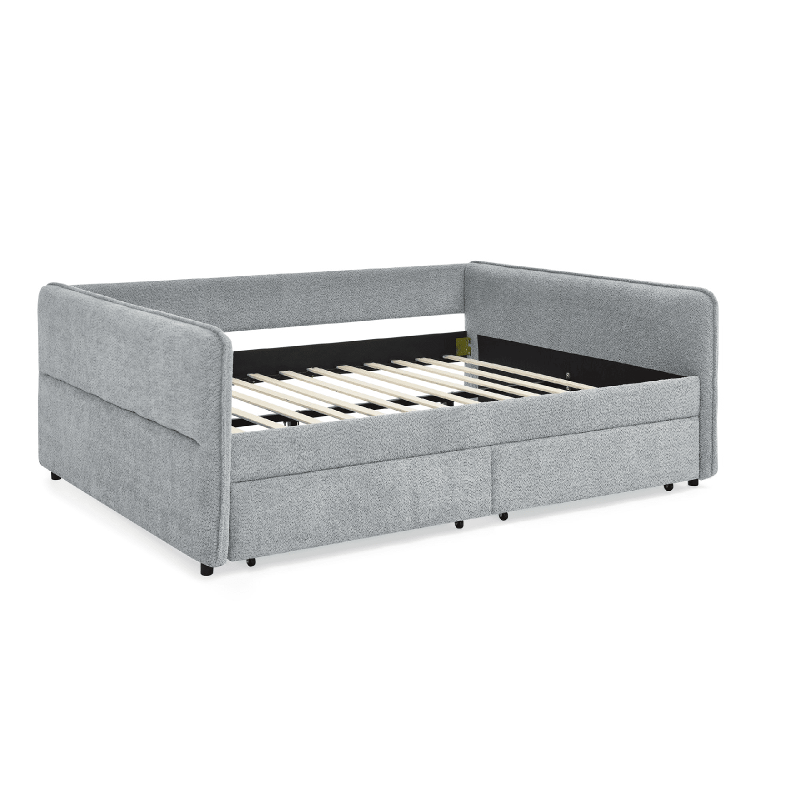 Queen Size Upholstered Tufted Daybed with Trundle & Storage Drawers – Grey Boucle Fabric - AnelityDaybed with TrundleW1413S00073 - 36061507