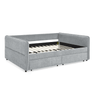 Queen Size Upholstered Tufted Daybed with Trundle & Storage Drawers – Grey Boucle Fabric - AnelityDaybed with TrundleW1413S00073 - 36061507