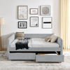 Queen Size Upholstered Tufted Daybed with Trundle & Storage Drawers – Grey Boucle Fabric - AnelityDaybed with TrundleW1413S00073 - 36061507