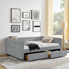 Queen Size Upholstered Tufted Daybed with Trundle & Storage Drawers – Grey Boucle Fabric - AnelityDaybed with TrundleW1413S00073 - 36061507