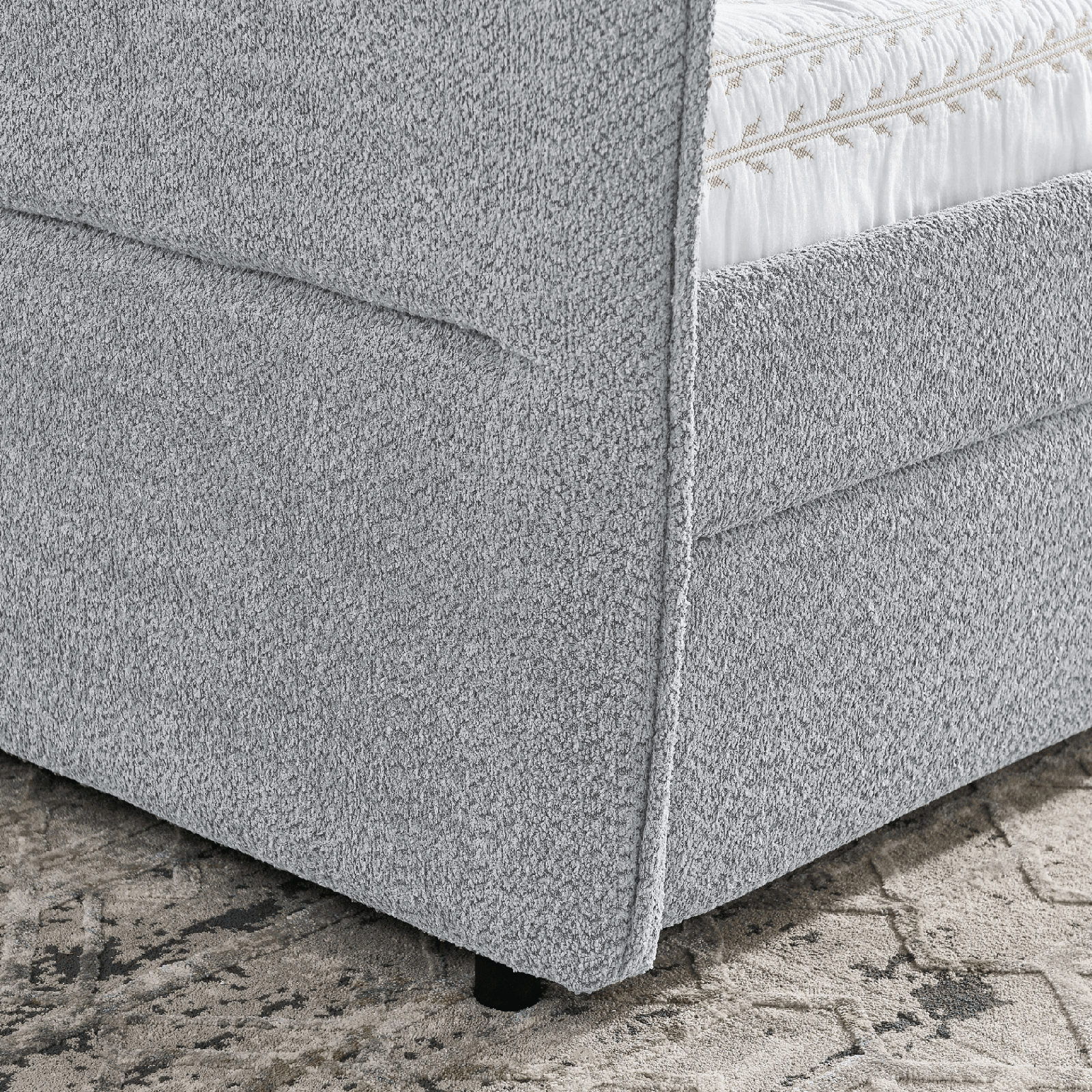 Queen Size Upholstered Tufted Daybed with Trundle & Storage Drawers – Grey Boucle Fabric - AnelityDaybed with TrundleW1413S00073 - 36061507