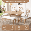 Retro 6 - Piece Trestle Dining Table Set with Upholstered Chairs & Bench – Natural Wood - AnelityDining Table SetSP000052AAA - 36067522