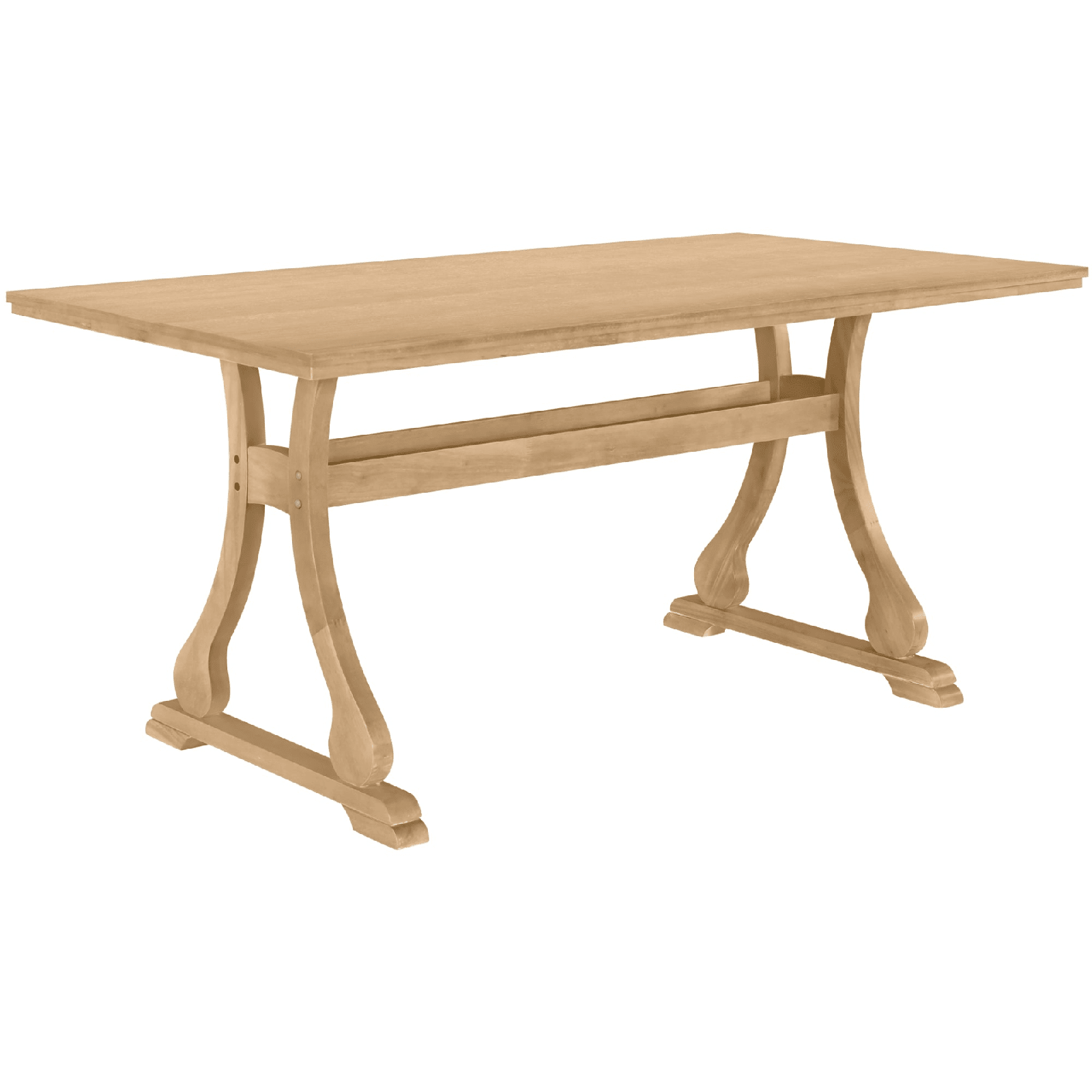 Retro 6 - Piece Trestle Dining Table Set with Upholstered Chairs & Bench – Natural Wood - AnelityDining Table SetSP000052AAA - 36067522