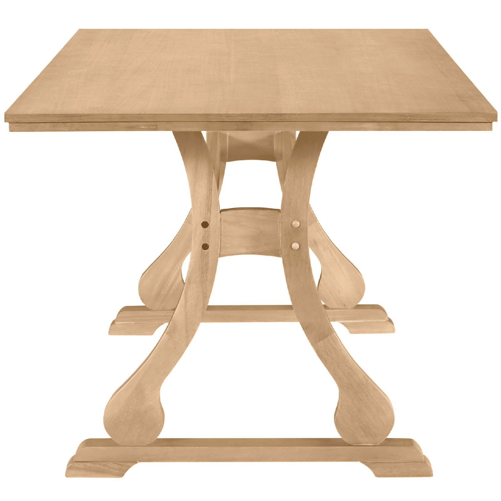 Retro 6 - Piece Trestle Dining Table Set with Upholstered Chairs & Bench – Natural Wood - AnelityDining Table SetSP000052AAA - 36067522