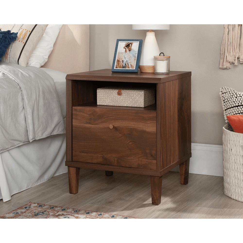 Stylish Willow Place Night Stand with Drawer in Grand Walnut Finish - 