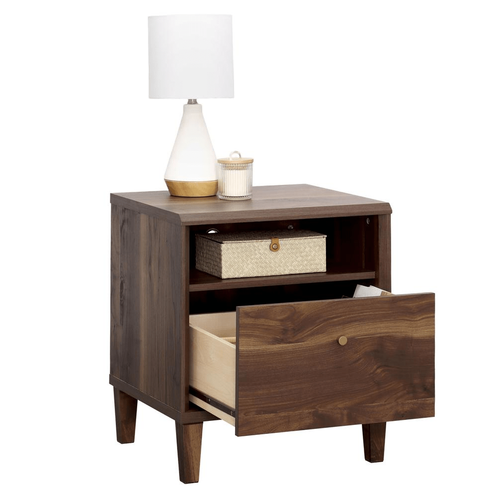 Stylish Willow Place Night Stand with Drawer in Grand Walnut Finish - 