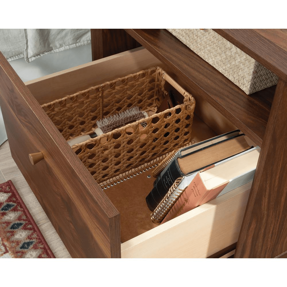 Stylish Willow Place Night Stand with Drawer in Grand Walnut Finish - 