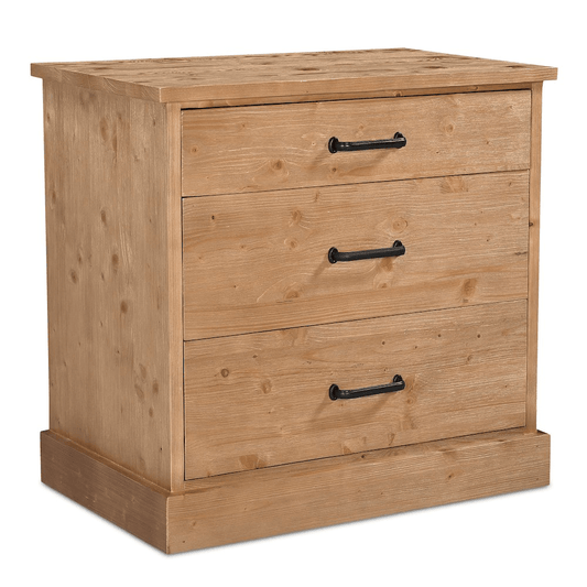 Tade 3 Drawer Nightstand - Honey Pine Finish | Classic & Durable Bedroom Furniture - 