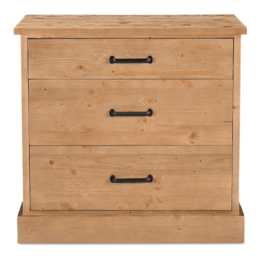 Tade 3 Drawer Nightstand - Honey Pine Finish | Classic & Durable Bedroom Furniture - 