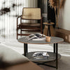 Two - Tier Round Coffee Table with Vintage Wood Pattern - Coffee Table