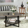Two - Tier Round Coffee Table with Vintage Wood Pattern - Coffee Table