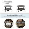 Two - Tier Round Coffee Table with Vintage Wood Pattern - Coffee Table
