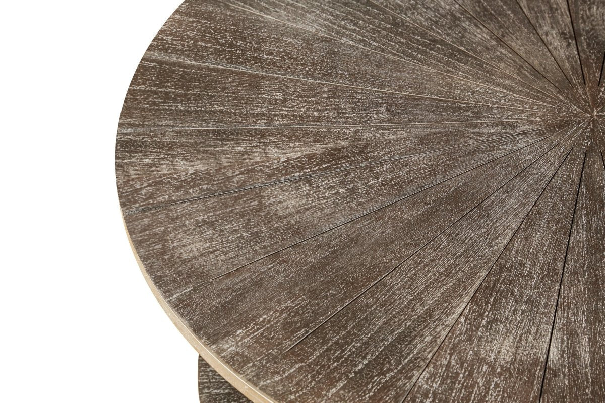 Two - Tier Round Coffee Table with Vintage Wood Pattern - Coffee Table