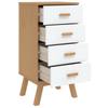 vidaXL Bedside Cabinet OLDEN - White and Brown Solid Pine Wood Nightstand - Nightstand