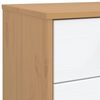 vidaXL Bedside Cabinet OLDEN - White and Brown Solid Pine Wood Nightstand - Nightstand