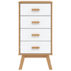 vidaXL Bedside Cabinet OLDEN - White and Brown Solid Pine Wood Nightstand - Nightstand