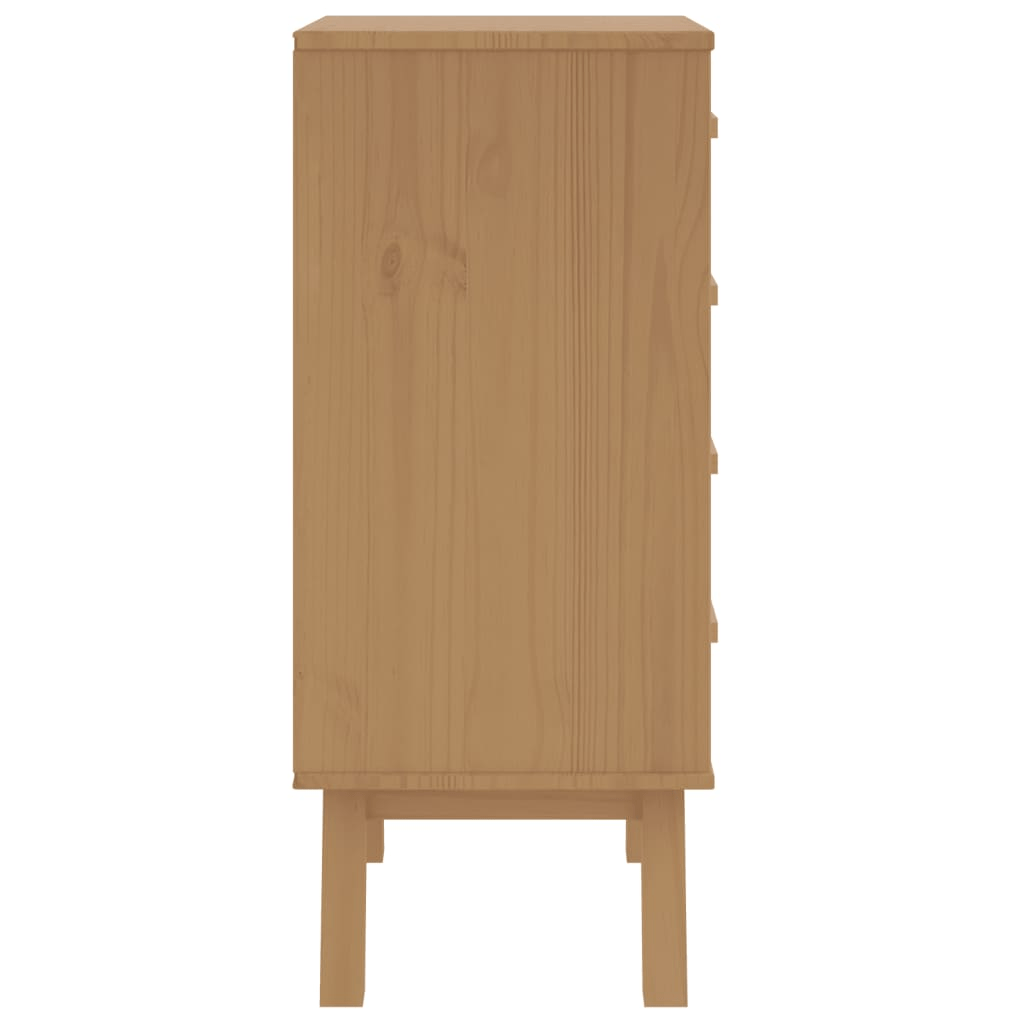 vidaXL Bedside Cabinet OLDEN - White and Brown Solid Pine Wood Nightstand - Nightstand