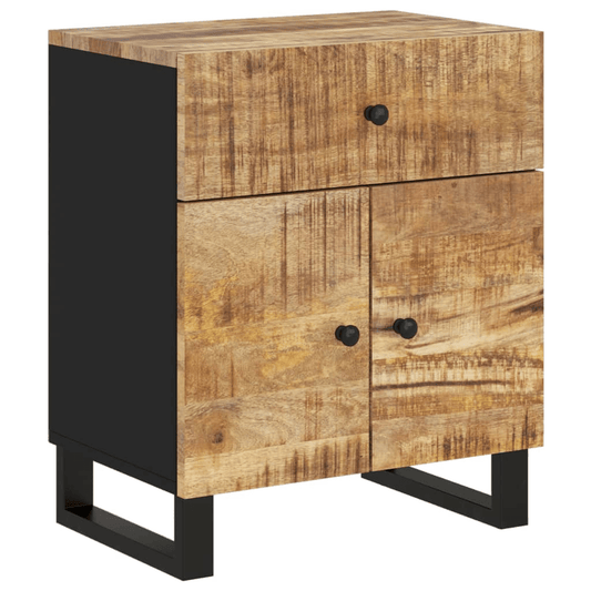vidaXL Solid Mango Wood Bedside Cabinet with Metal Legs - 19.7"x13"x23.6" - 